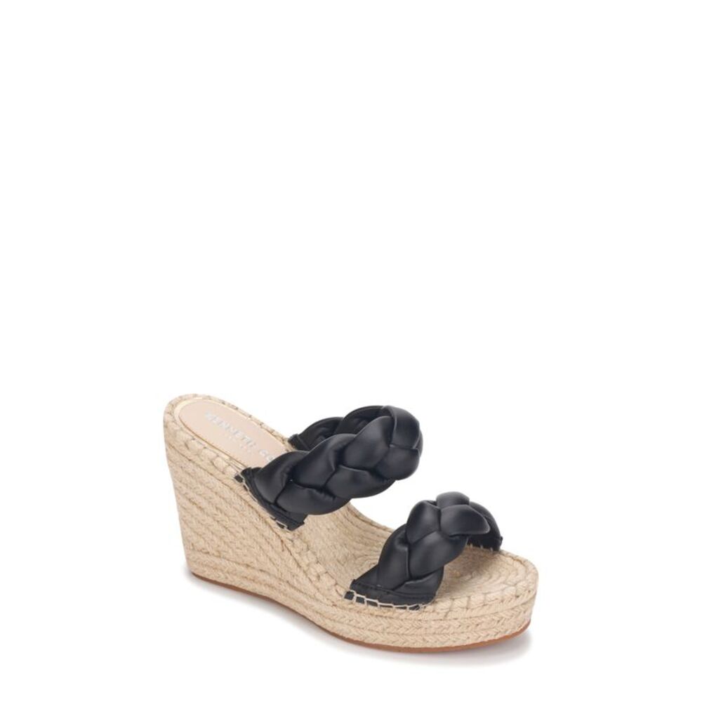 KENNETH COLE NEW YORK Womens Black 1-1/2" Platform Wedge Shoes 6.5 M